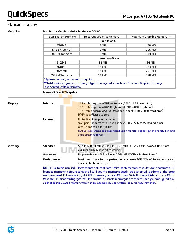 PDF manual for HP Laptop Compaq 6710b