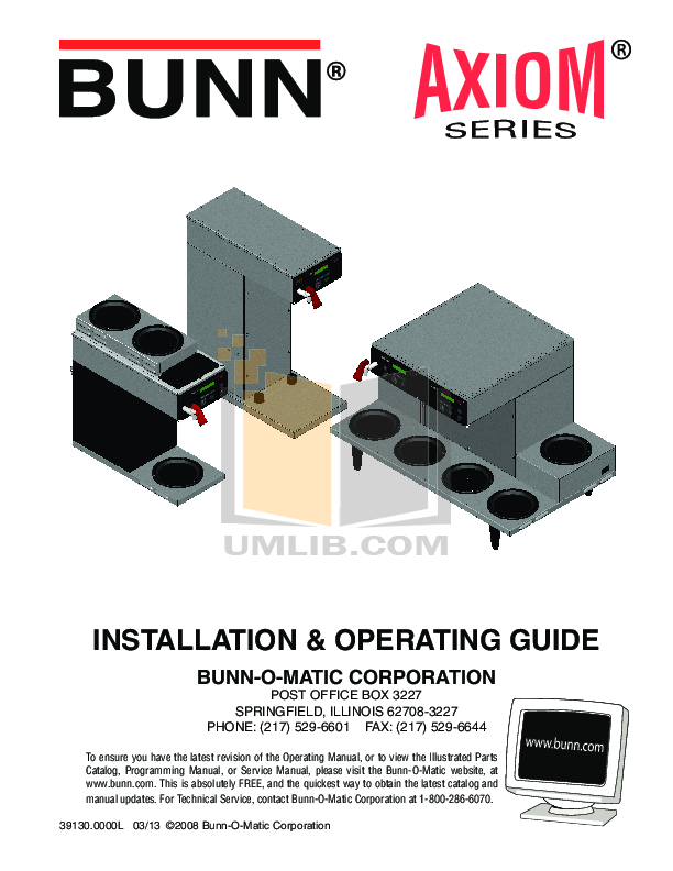 Download free pdf for Bunn AXIOM DV-TC Coffee Maker manual