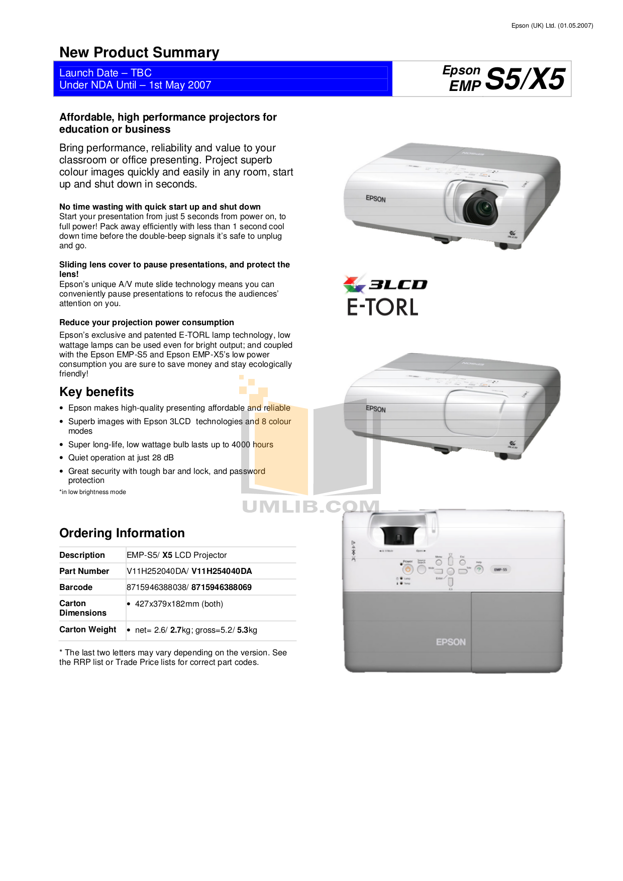 PDF manual for Epson Projector EMPX5