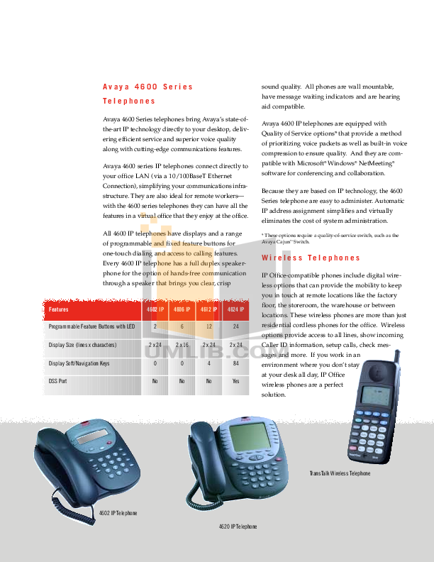 PDF manual for Avaya Telephone Definity 6416