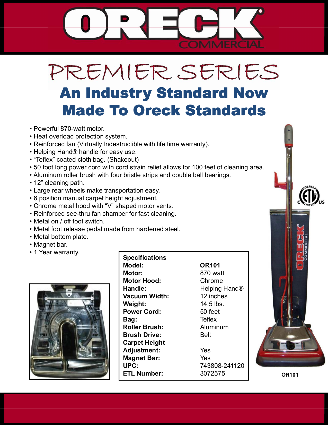 Oreck Xl Vacuum Manuals Owner's