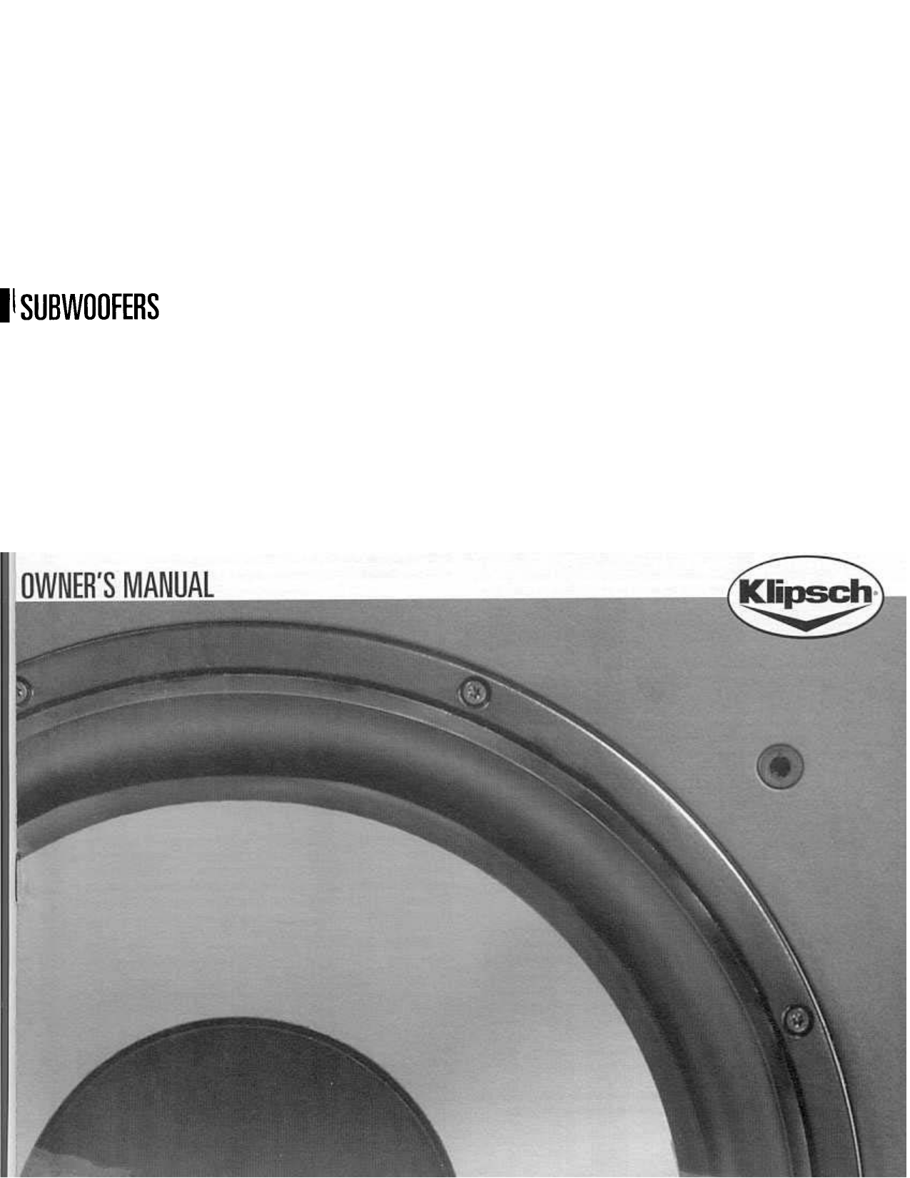 Download free pdf for Klipsch RSW15 Subwoofer manual