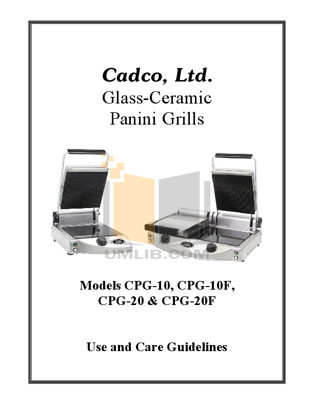 pdf for Cadco Grill CPG-10F manual