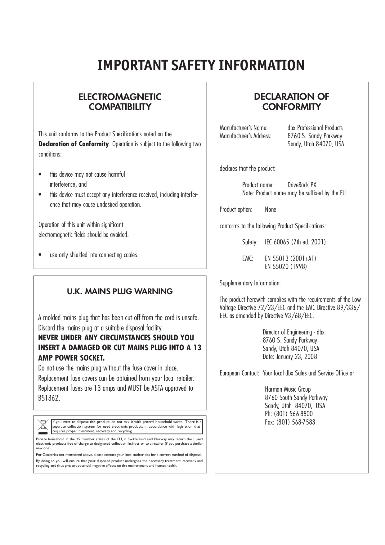 PDF manual for Mackie Subwoofer SWA1501