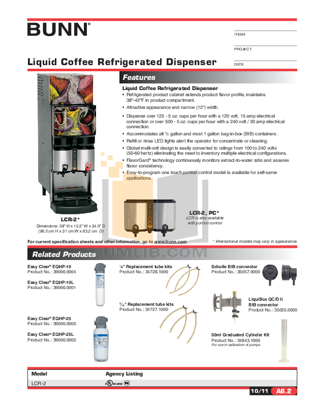 Download free pdf for Bunn LCR2 Coffee Maker manual