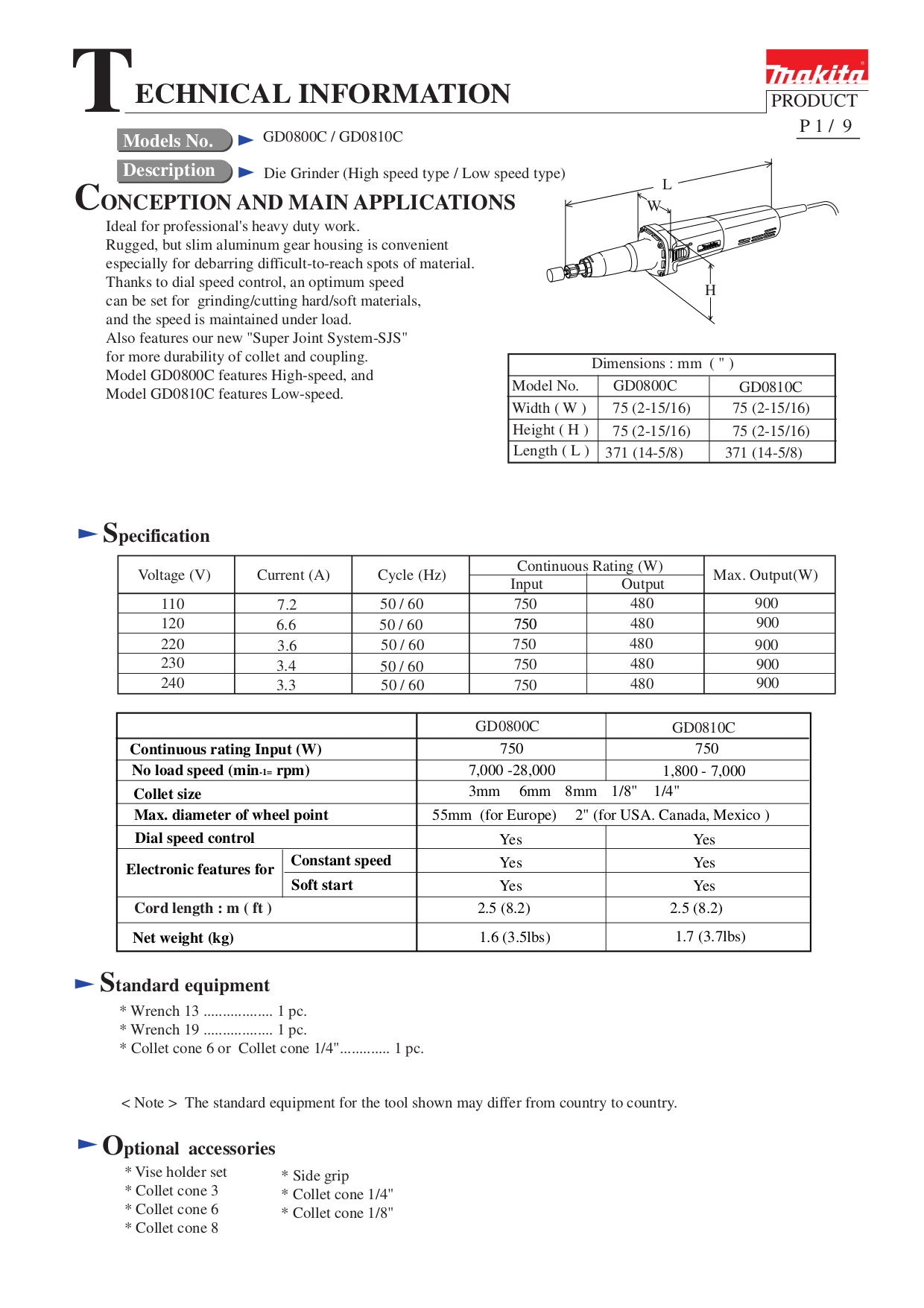 PDF manual for Makita Other GD0810C Die Grinders