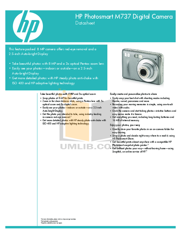 pdf for HP Digital Camera Photosmart M737 manual