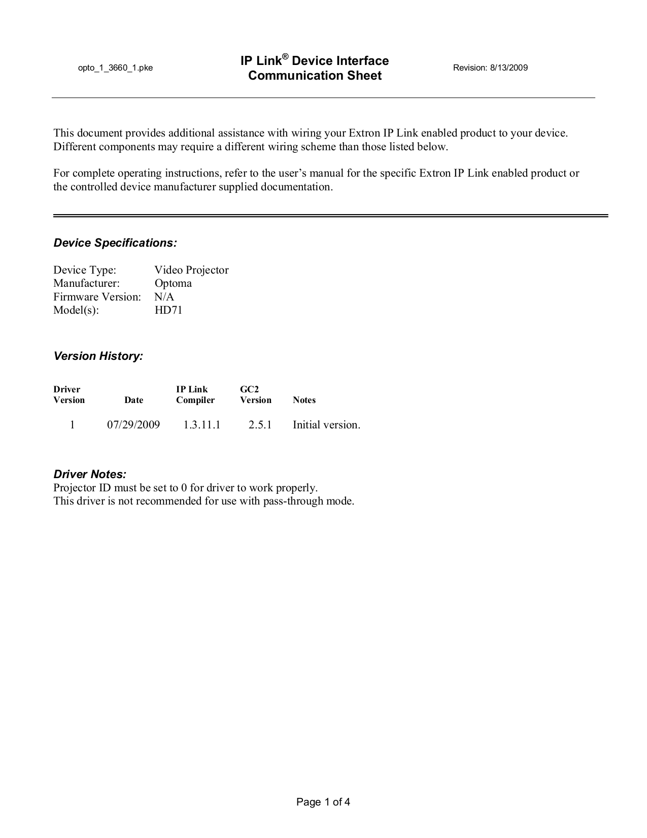 Download Free Pdf For Optoma HD71 Projector Manual