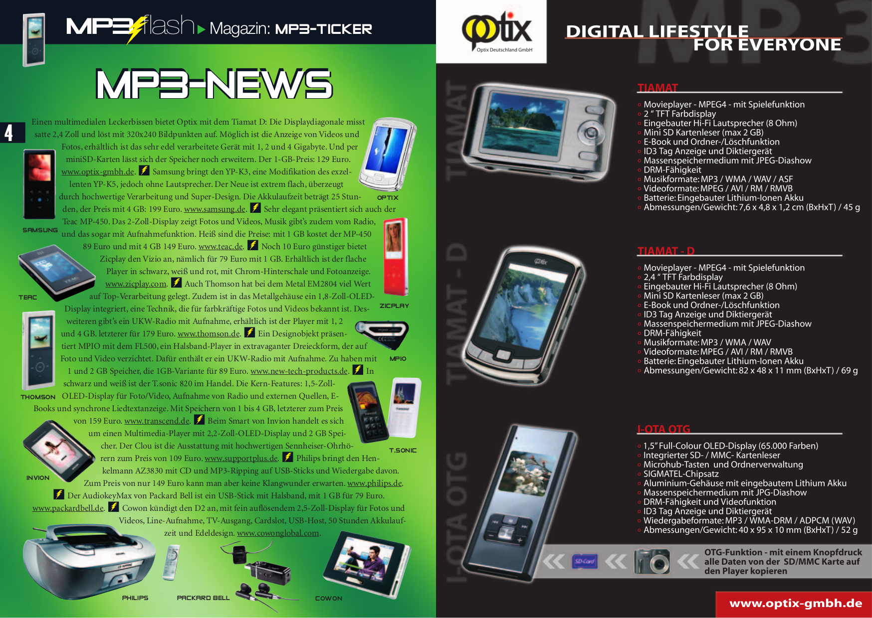 PDF manual for Mpio MP3 Player FY 800