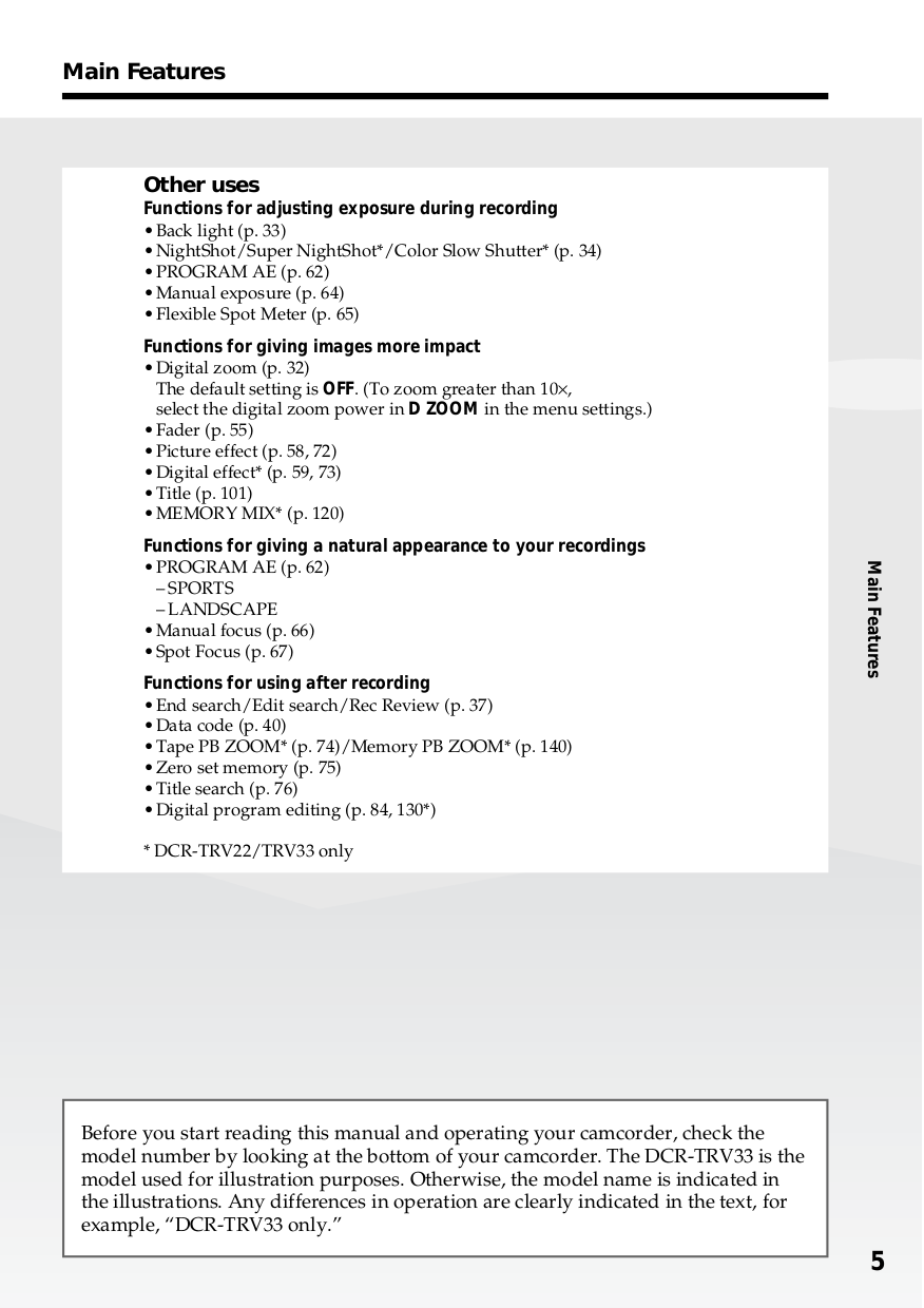 PDF manual for Sony Camcorders Handycam DCR-TRV22