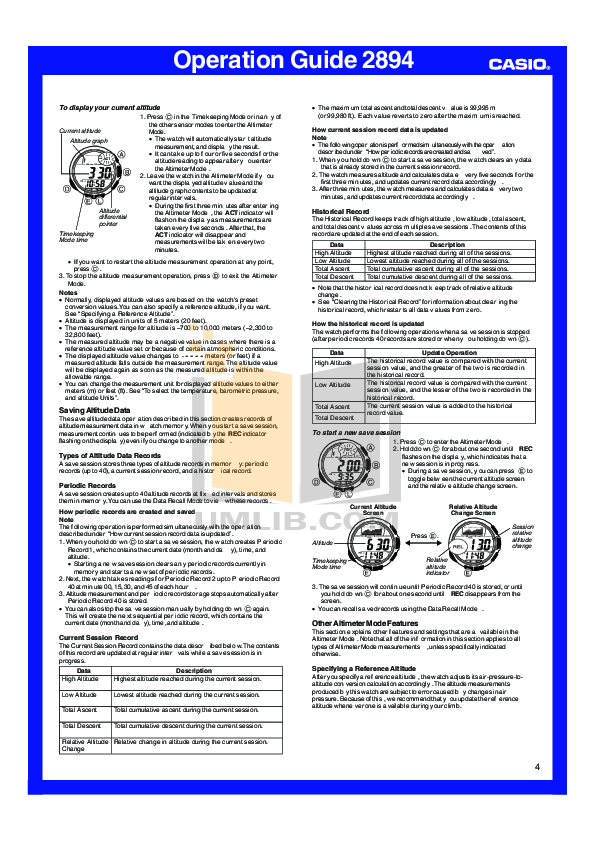 casio pathfinder instructions