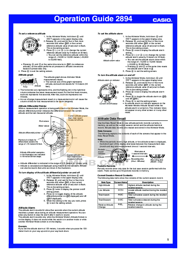casio pathfinder instructions