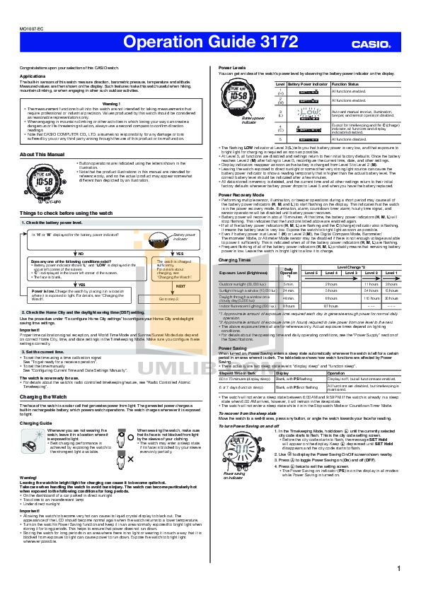 Download free pdf for Casio Pathfinder PAW1500 Watch manual