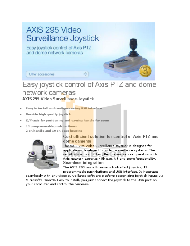 PDF manual for Axis Security Camera 214 PTZ