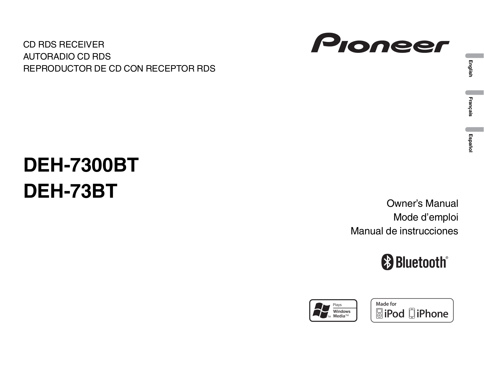 Download free pdf for Pioneer DEH-7300BT Car Receiver manual