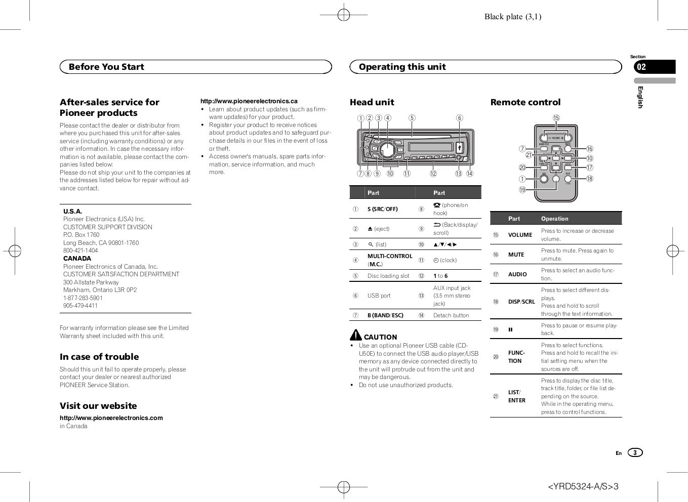 PDF manual for Pioneer Car Receiver DEH-7300BT