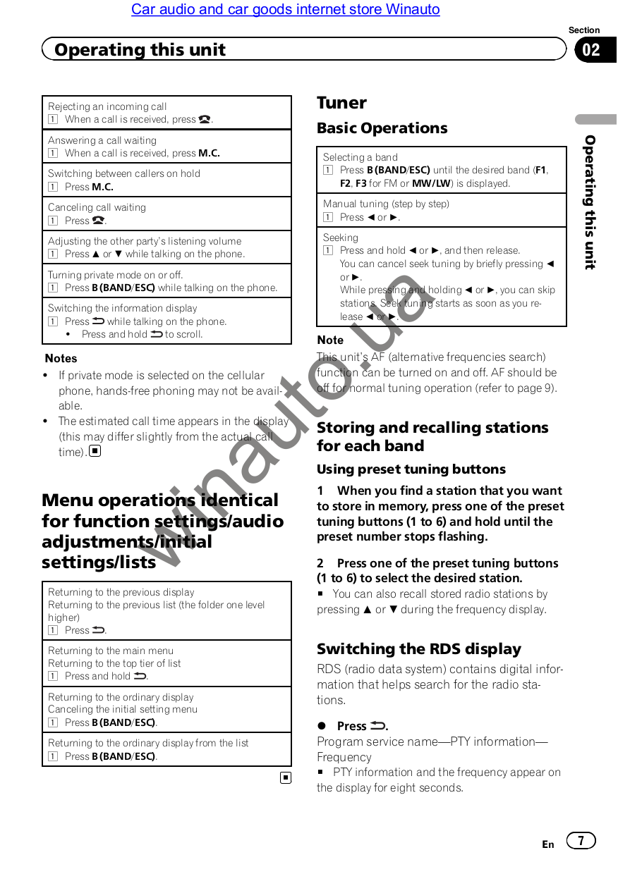 PDF manual for Pioneer Car Receiver DEH-7300BT