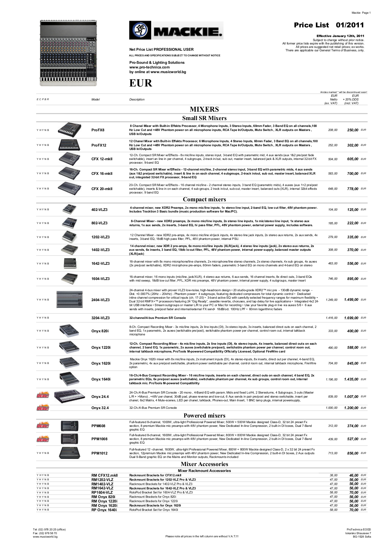 Download free pdf for Mackie 1402-VLZ Pro Line Mixer Other manual