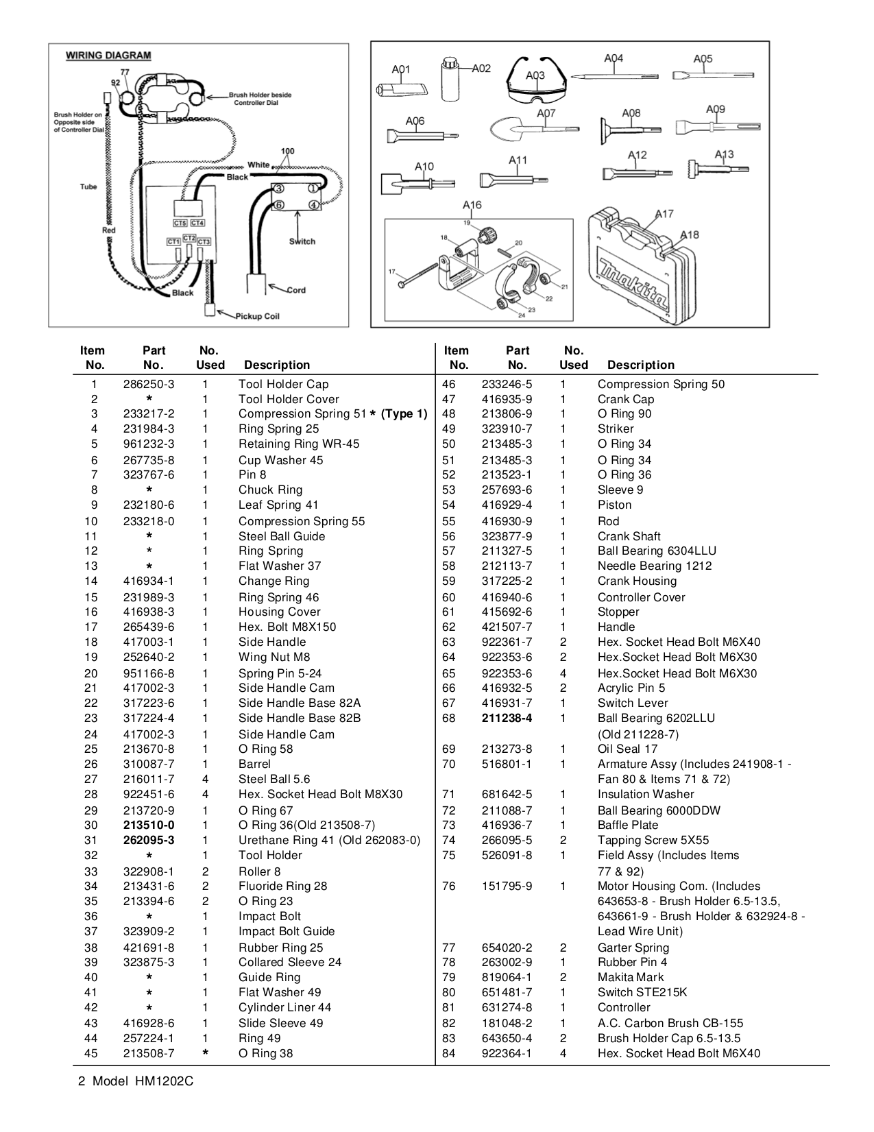 PDF manual for Makita Other HM1202C Demolition Hammer