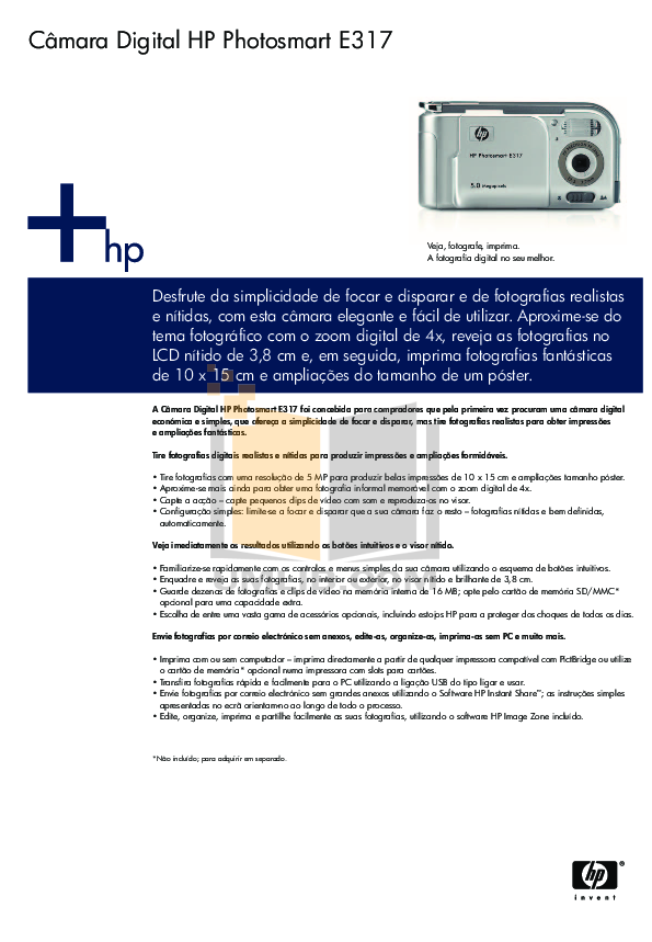 pdf for HP Digital Camera Photosmart E317 manual