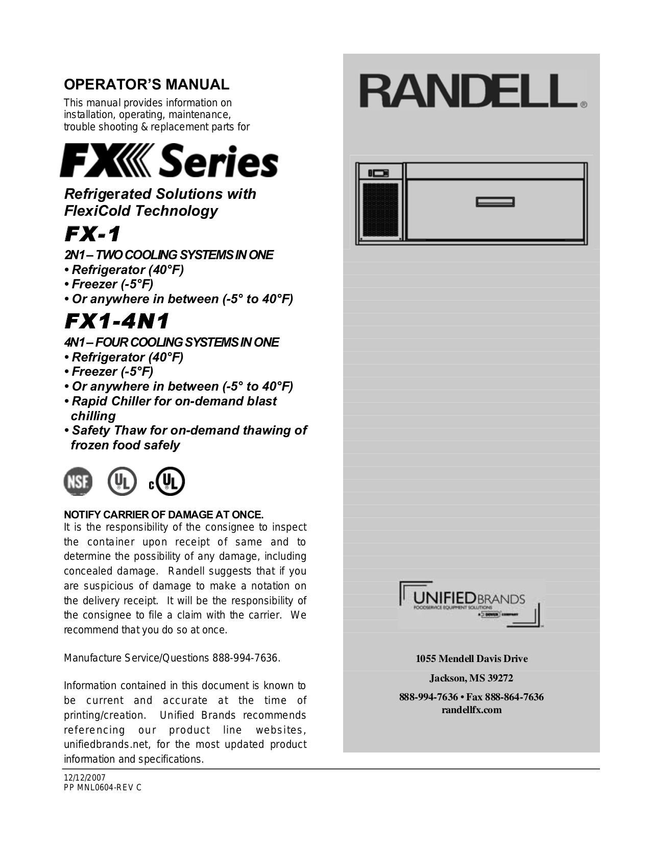 Download free pdf for Randell 2020F Freezer manual