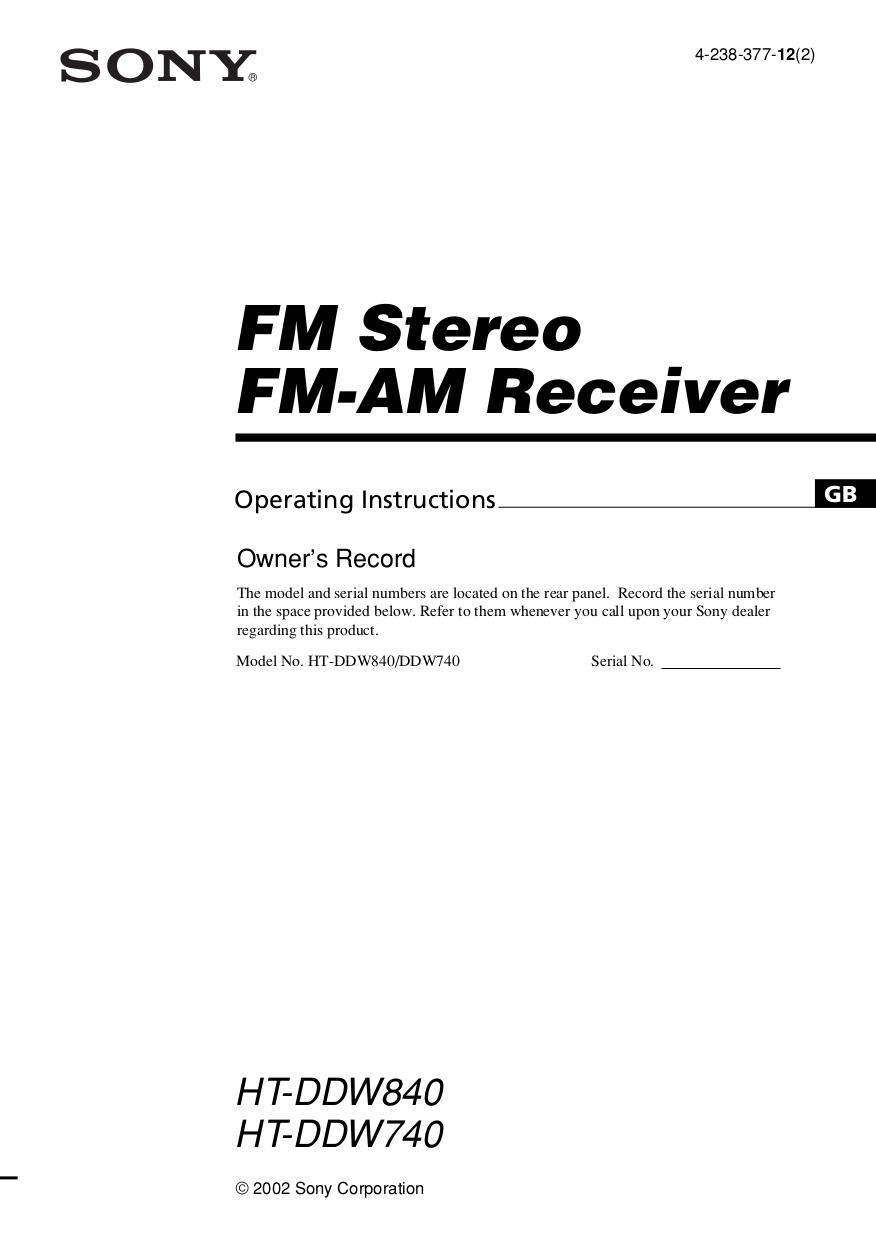 Download free pdf for Sony STR-K740P Receiver manual