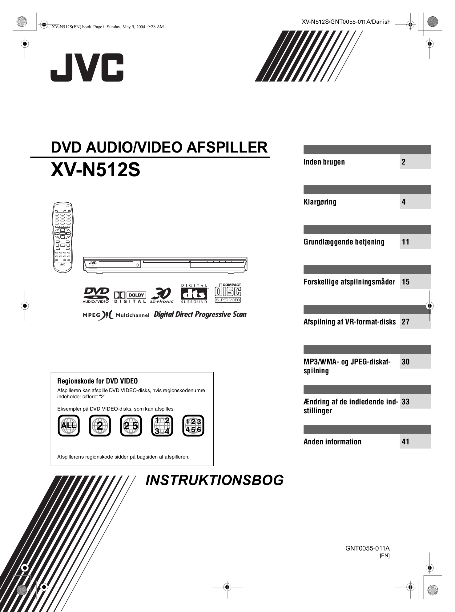 PDF manual for JVC DVD Players XVN512S