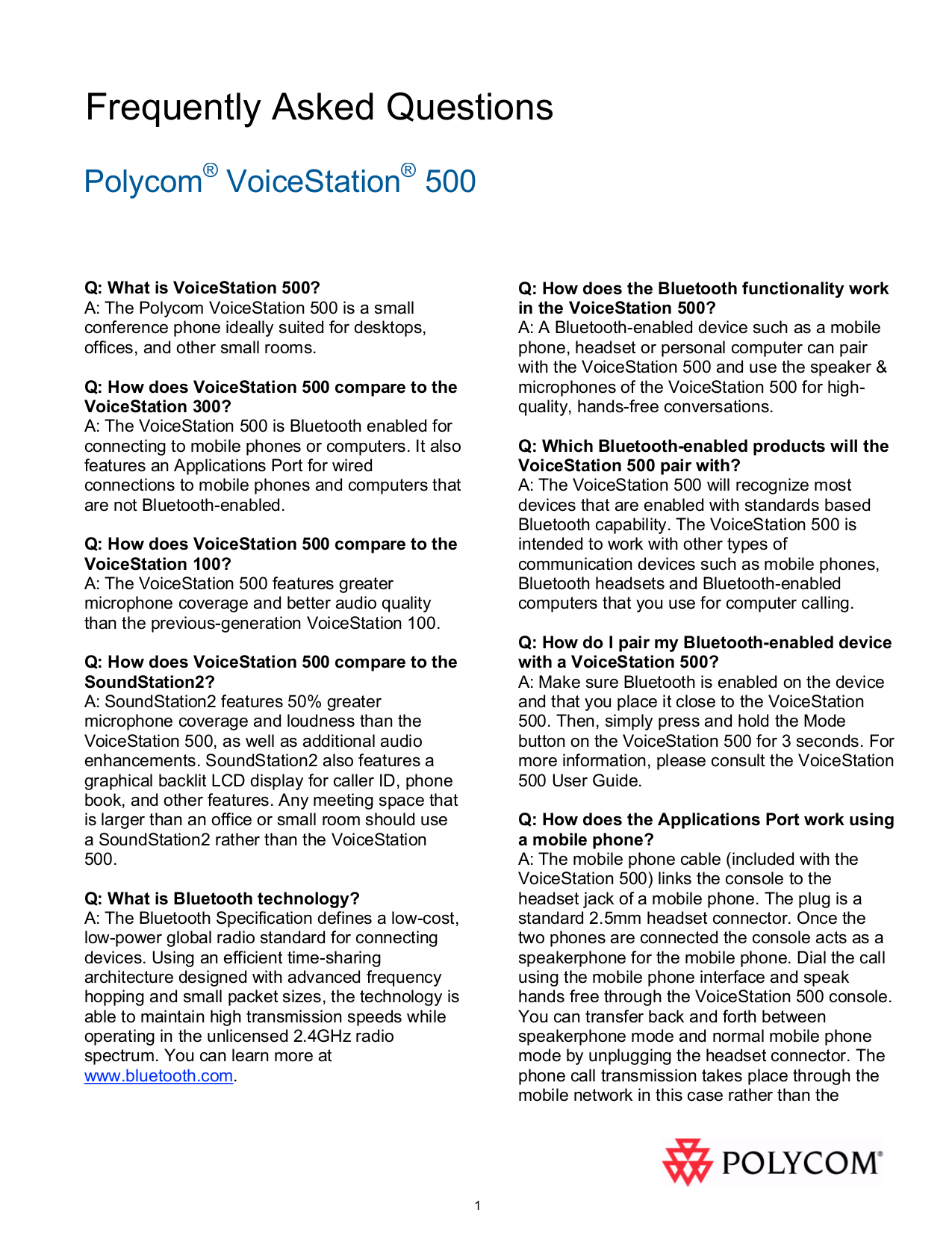 Download free pdf for Polycom VoiceStation 500 Telephone manual