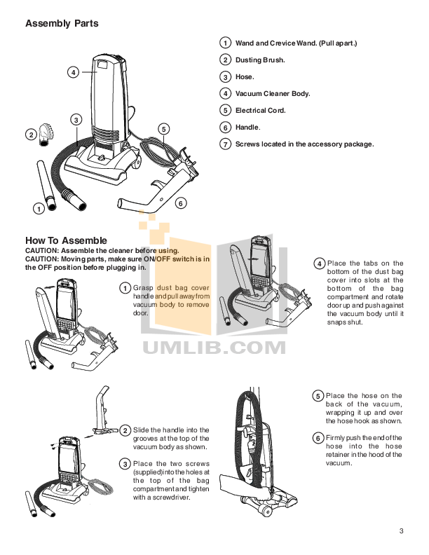 PDF manual for Eureka Vacuum Maxima 4700D