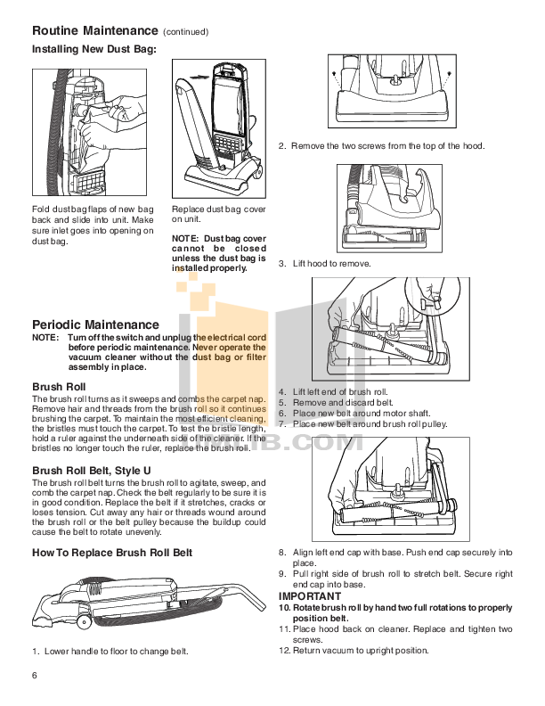 PDF manual for Eureka Vacuum Maxima 4700D
