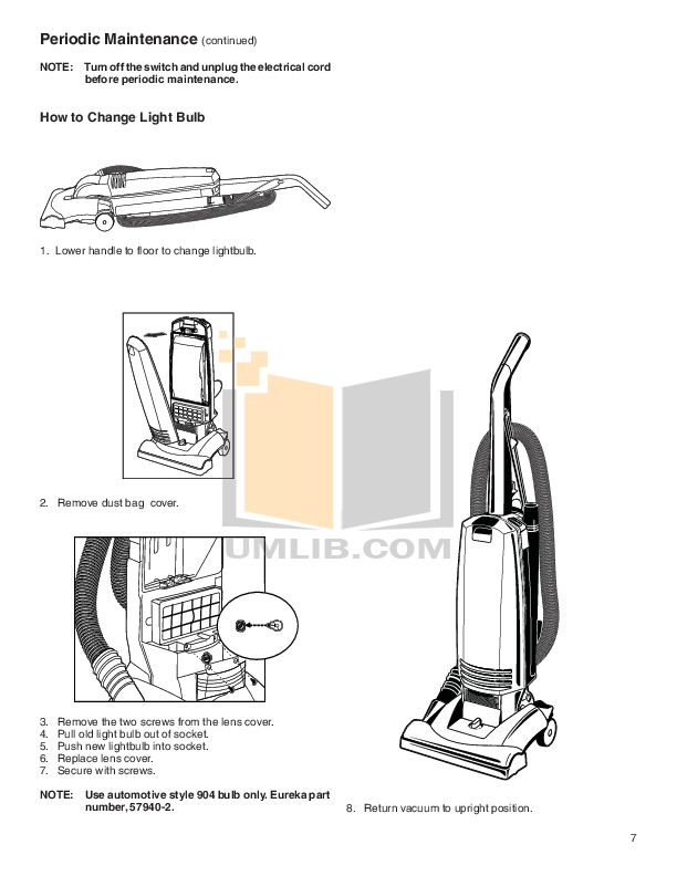 PDF manual for Eureka Vacuum Maxima 4700D