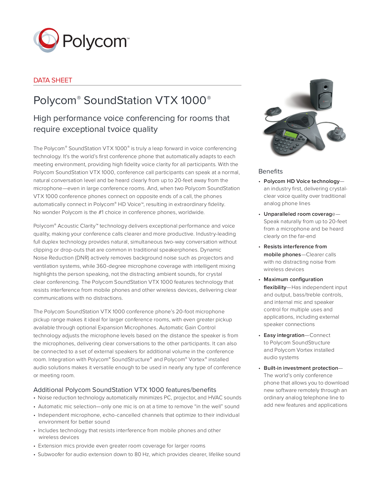 Download free pdf for Polycom SoundStation VTX1000 Telephone manual