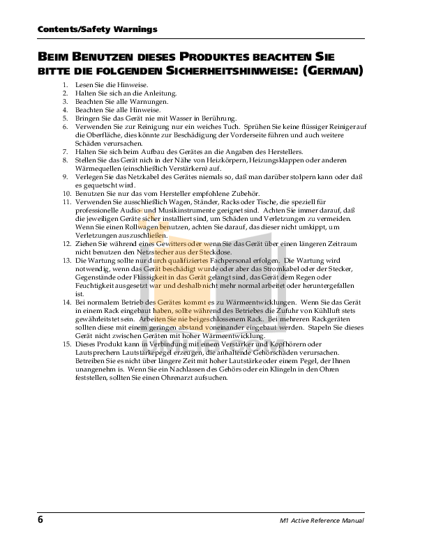 PDF manual for Alesis Monitor M1 Active 620