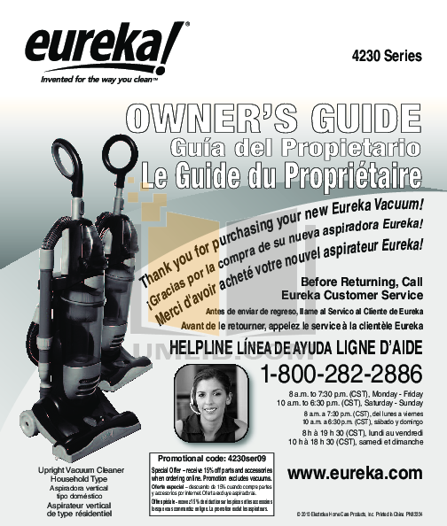 Download free pdf for Eureka 4236AZ Vacuum manual