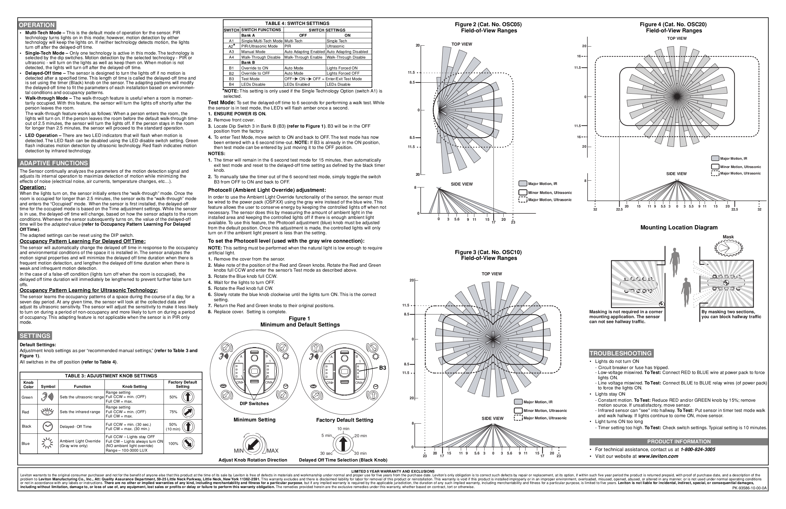 PDF manual for Leviton Other ODS10IDx Occupancy Sensor