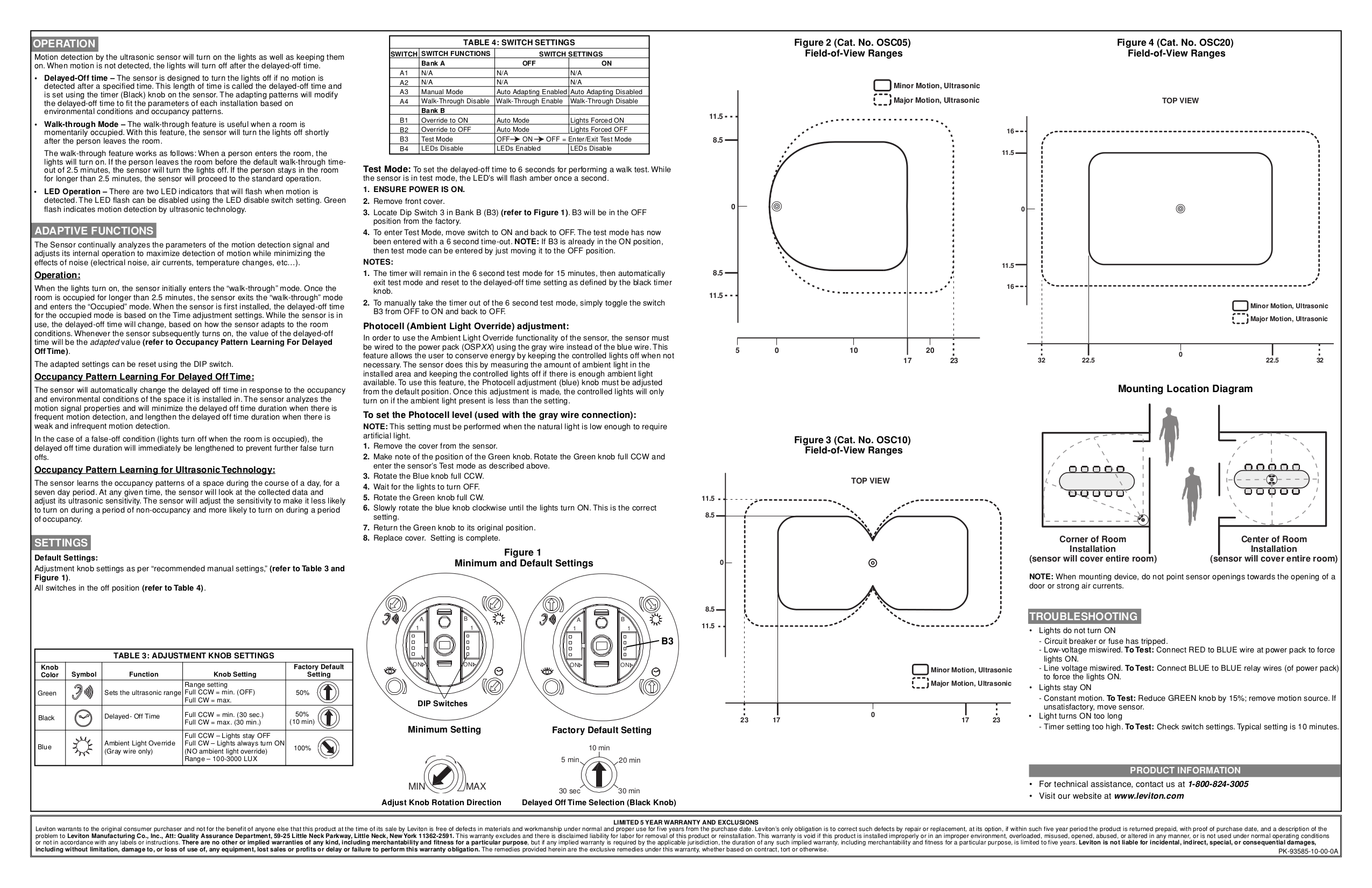 PDF manual for Leviton Other ODS10IDx Occupancy Sensor