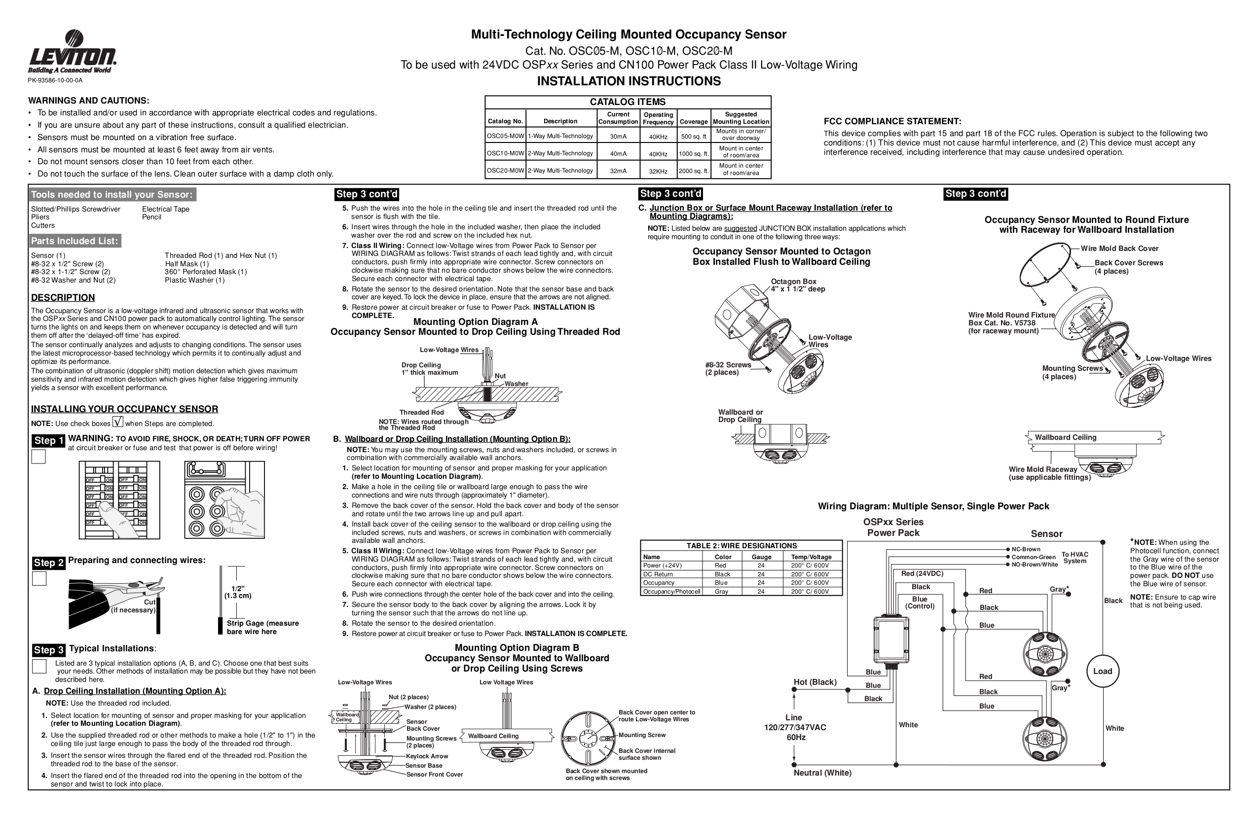 PDF manual for Leviton Other ODS10IDx Occupancy Sensor