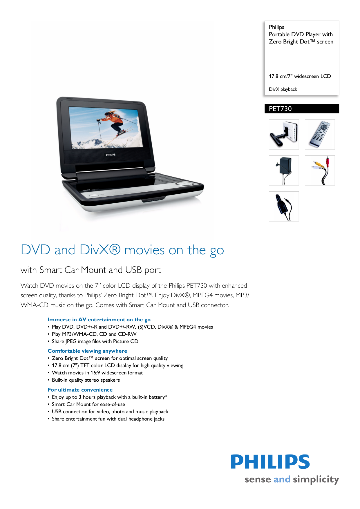 Download free pdf for Philips PET730 Portable DVD Player manual