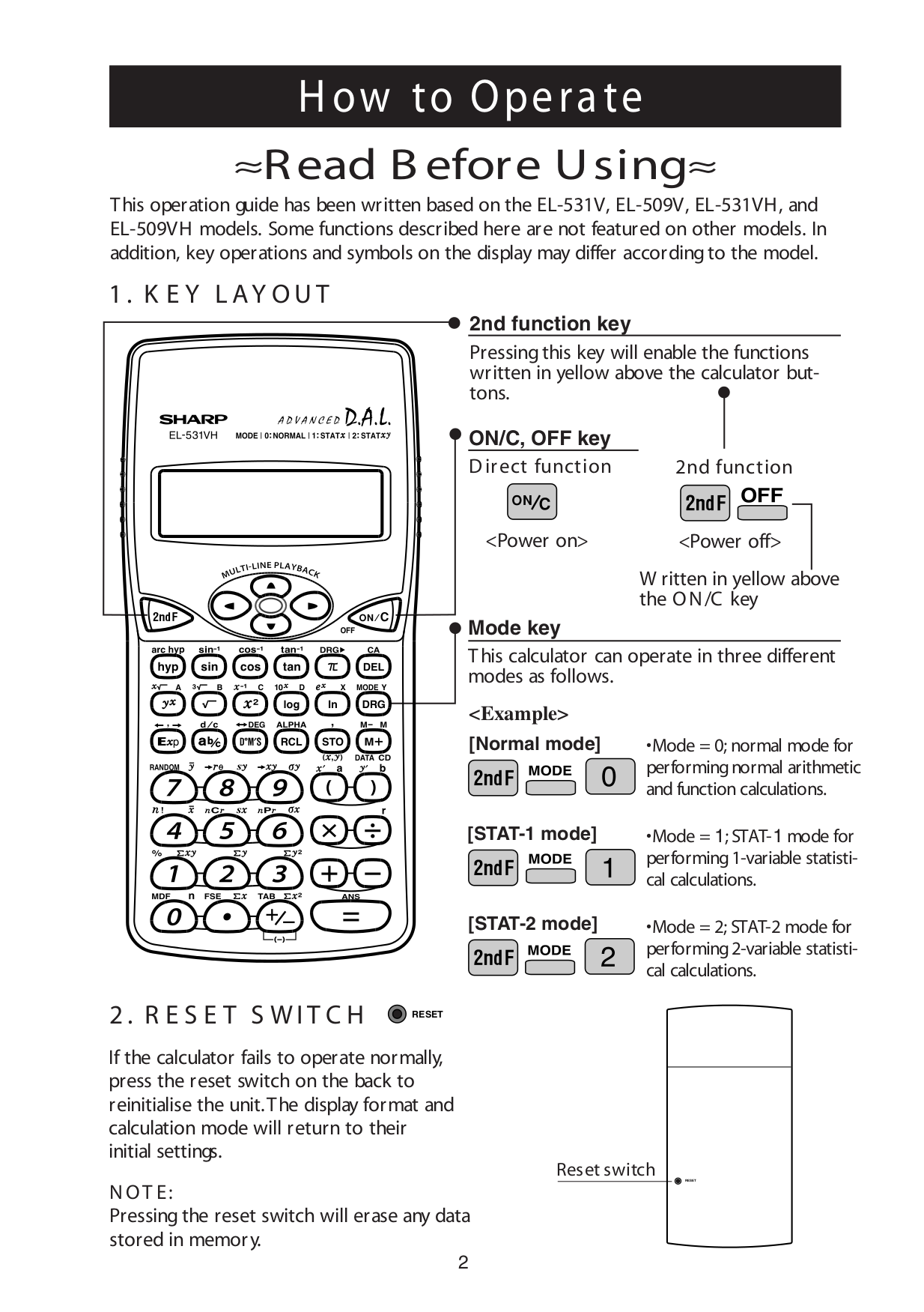 Sharp Calculator El-1197piii Operation Manual