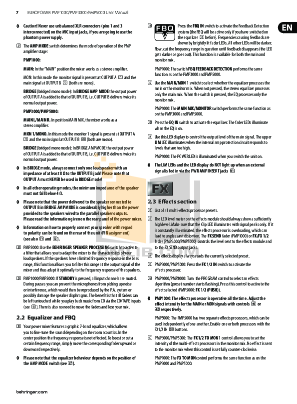 PDF manual for Behringer Other EUROPOWER PMP3000 Mixers