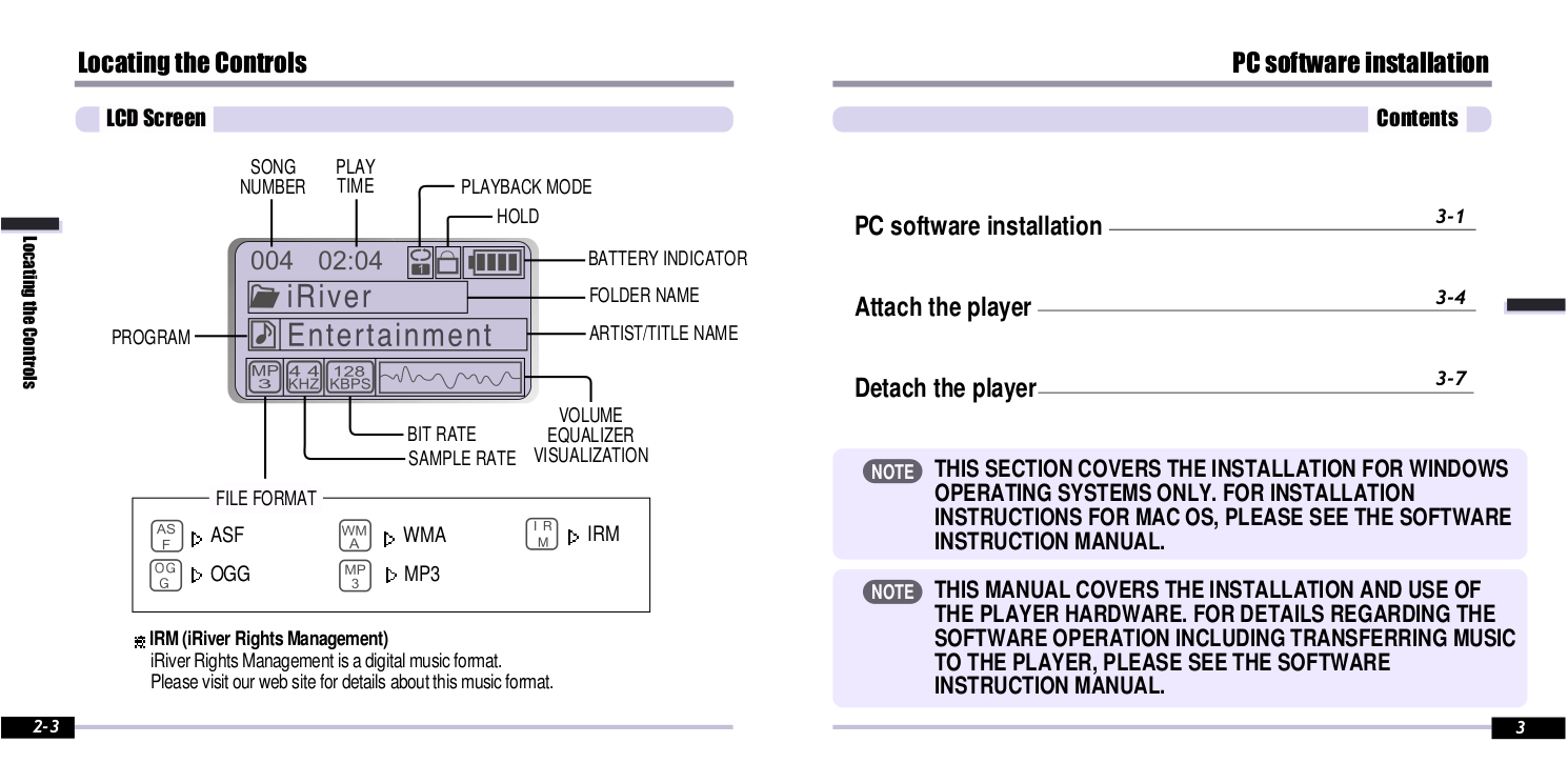 PDF manual for iRiver MP3 Player iFP790
