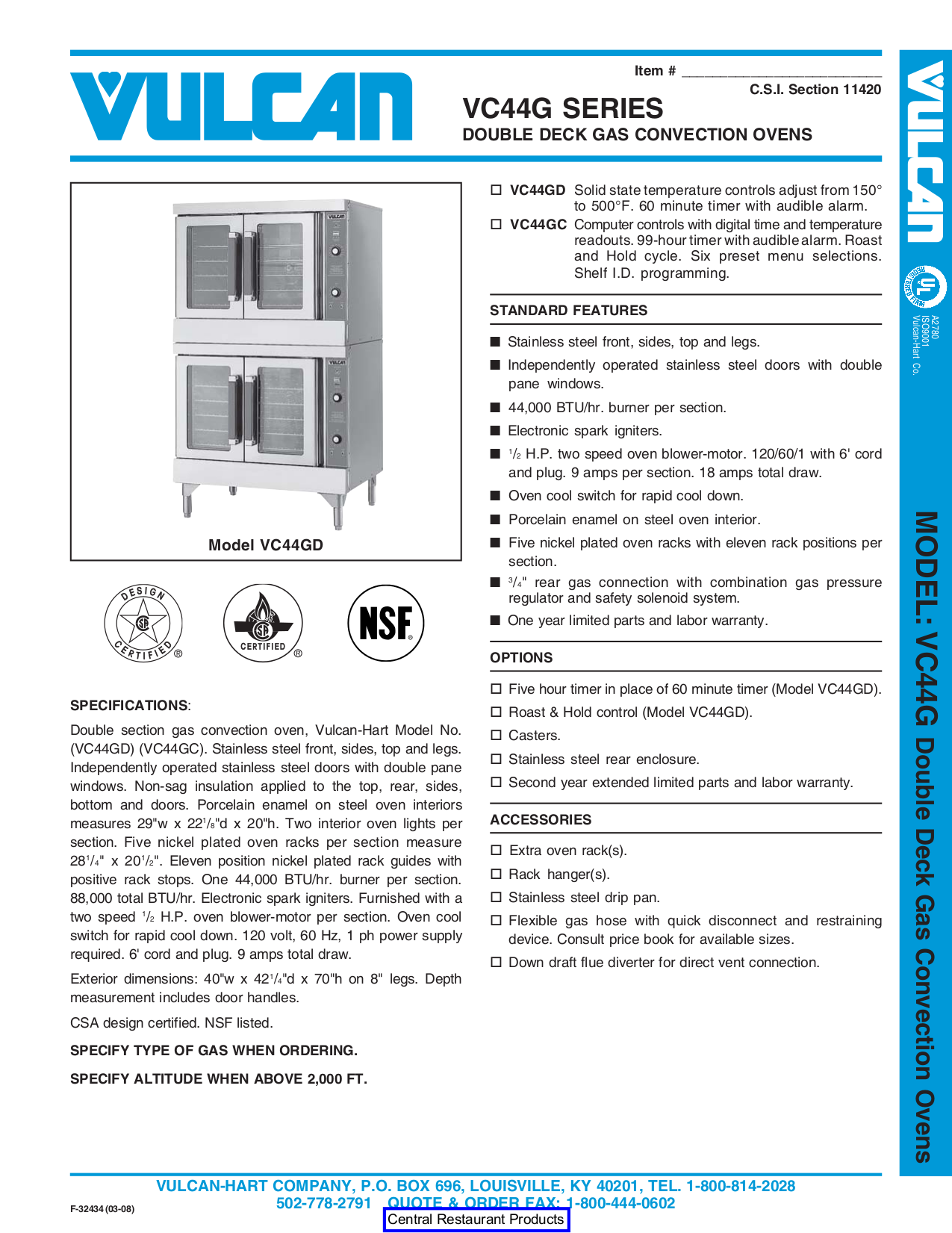 PDF manual for Vulcan Oven VC44GD