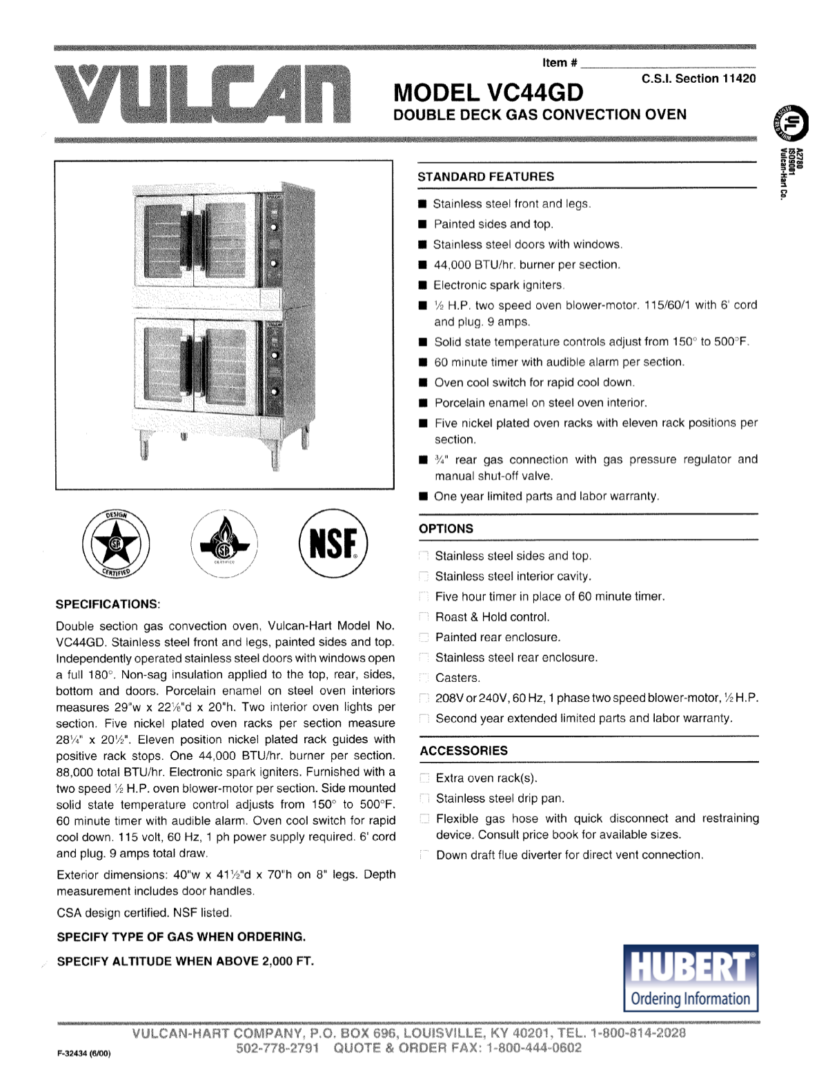 Download free pdf for Vulcan VC44GD Oven manual