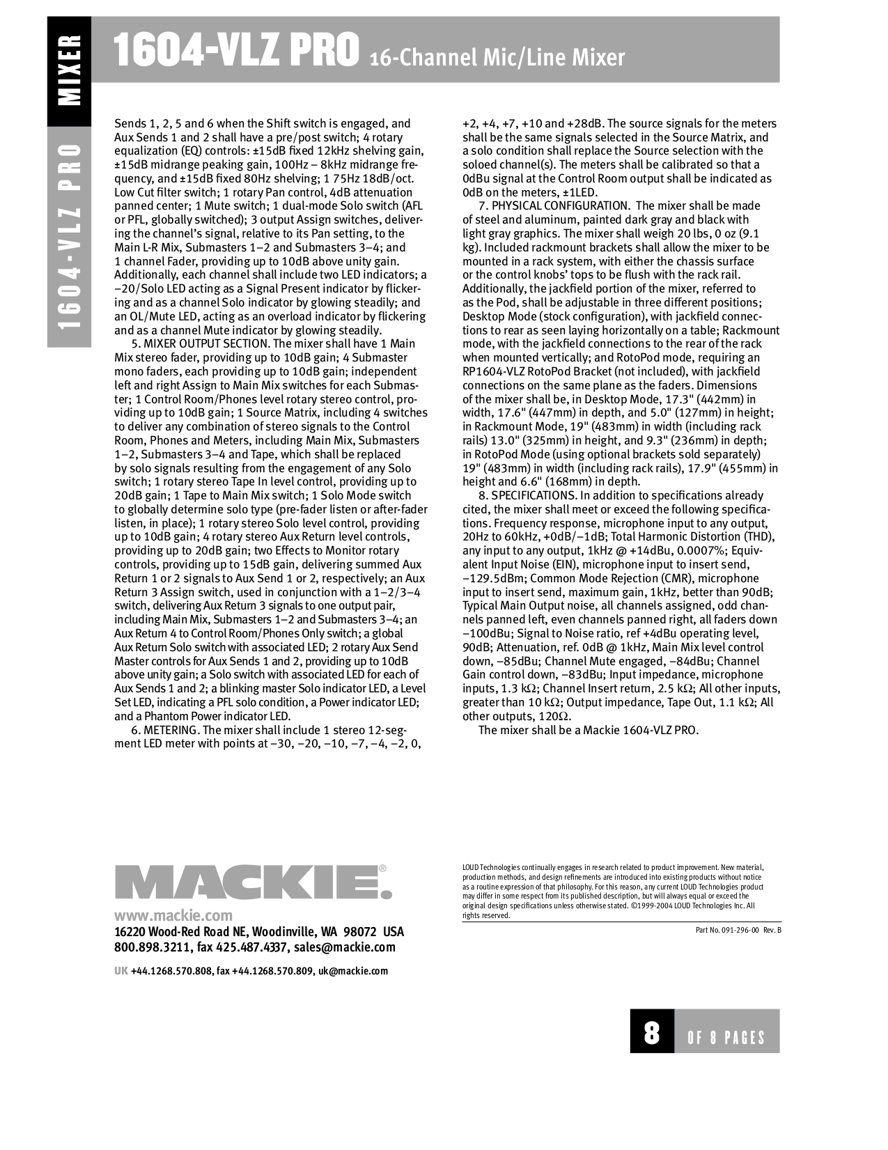 PDF manual for Mackie Other CR-1604-VLZ Line Mixer