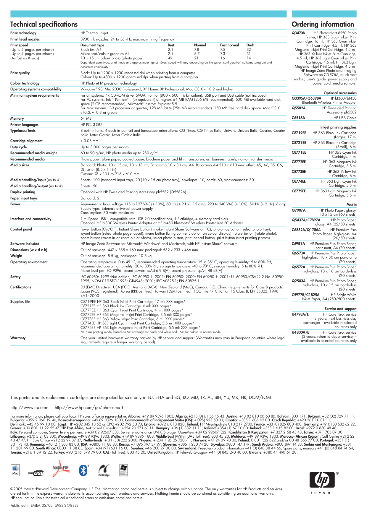 PDF manual for HP Printer Photosmart 8250