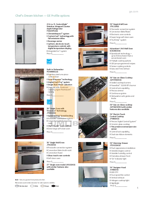 PDF manual for GE Oven Profile Advantium SCB2001KSS