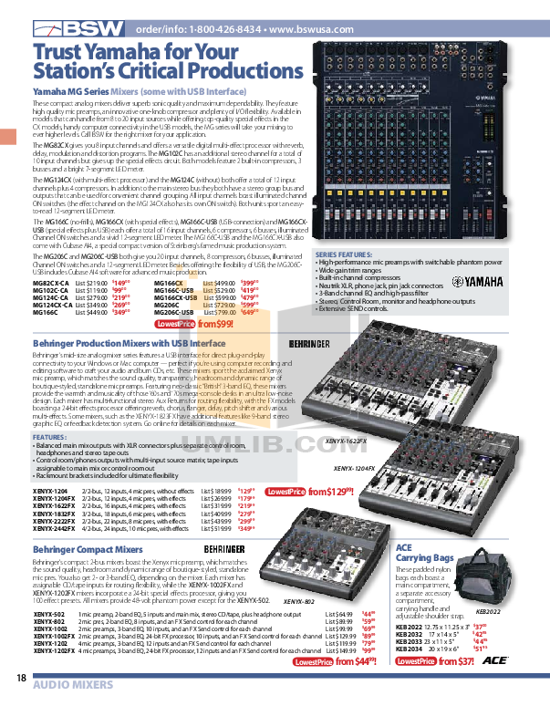 PDF manual for Behringer Other Xenyx 1832FX Mixers