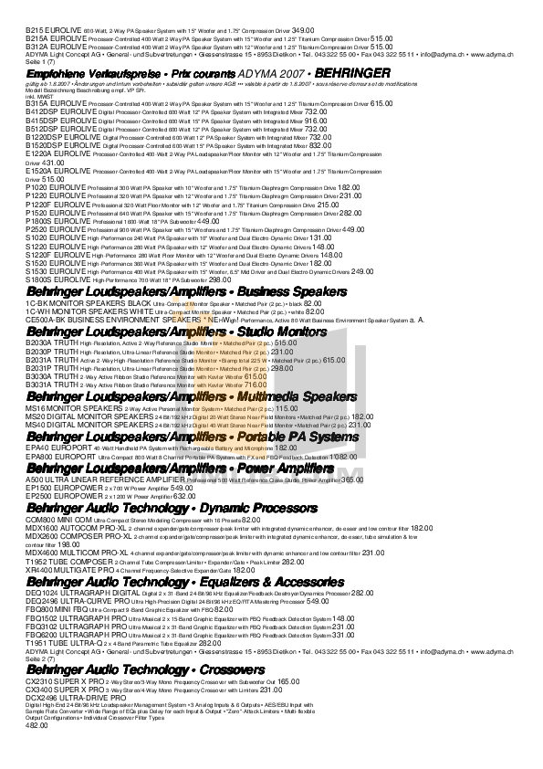 PDF manual for Behringer Other Xenyx 1832FX Mixers