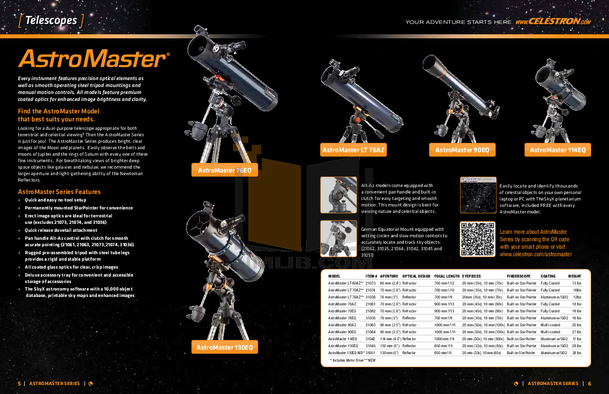 PDF manual for Celestron Telescope AstroMaster 70AZ