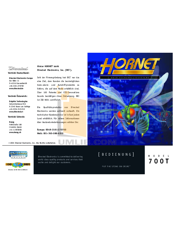 Download Free Pdf For Dei Hornet 700t Car Alarms Other Manual